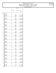 Statement of Votes Cast Special Statewide Election - May 19, 2009 Butte County, California - Official Results State Propositions TURN OUT