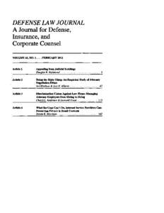 J DEFENSE LAW JOURNAL A Journal for Defense, Insurance, and