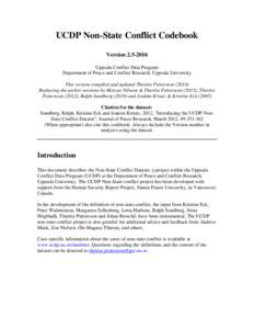 UCDP Non-State Conflict Codebook VersionUppsala Conflict Data Program Department of Peace and Conflict Research, Uppsala University This version compiled and updated Therése PetterssonReplacing the ear