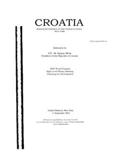 CROATIA PERMANENT MISSION TO THE UNITED NATIONS NEW YORK Check against delivery