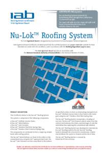 CI/SfBCERTIFICATE NONu-Lok Roofing Systems (Ireland) Ltd