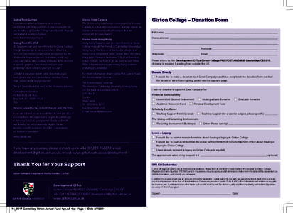 Girton Form 4pp SPG_Layout[removed]:55 Page 1  Giving from Europe If you are a resident and paying tax in certain continental European countries, it may be possible for you to make a gift to the College tax-effici
