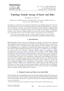 Knot theory / Fluid dynamics / Magnetic helicity / Hydrodynamical helicity / Magnetic reconnection / Linking number / Magnetism / Physics / Plasma physics / Physical quantities