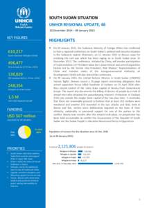 SOUTH SUDAN SITUATION UNHCR REGIONAL UPDATE, 46 22 December 2014 – 09 January 2015 KEY FIGURES