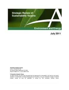 Strategic Review of Sustainability Victoria Environment and Energy July 2011