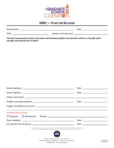 GSR1 Plan for Success form