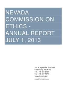 NEVADA COMMISSION ON ETHICS ANNUAL REPORT JULY 1, [removed]W. Nye Lane, Suite 204