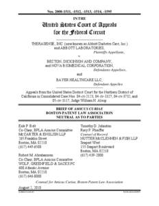 Nos[removed], -1512, -1513, -1514, -1595 IN THE United States Court of Appeals for the Federal Circuit THERASENSE, INC. (now known as Abbott Diabetes Care, Inc.)