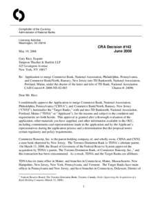 United States housing bubble / Urban economics / Urban politics in the United States / Community Reinvestment Act / Economy of the United States / Economy of Canada / Office of the Comptroller of the Currency / Bank / TD Banknorth / Mortgage industry of the United States / Community development / Politics of the United States