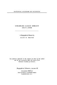 NATIONAL ACADEMY OF SCIENCES  CHARLES GALD SIBLEY 1917–1998  A Biographical Memoir by