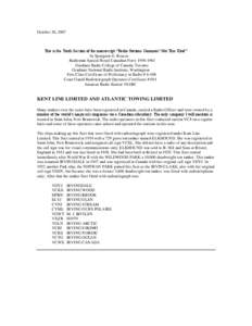 October 30, 2007  This is the Tenth Section of the manuscript “Radio Stations Common? Not This Kind” by Spurgeon G. Roscoe Radioman Special Royal Canadian NavyGraduate Radio College of Canada, Toronto