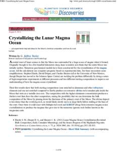 PSRD: Crystallizing the Lunar Magma Ocean
