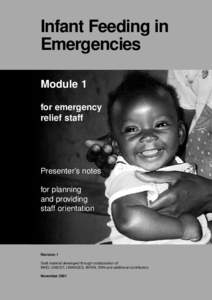 Infant Feeding in Emergencies Module 1 for emergency relief staff