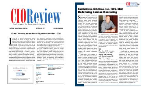 10 MOST PROMISING  CIOReview The Navigator for Enterprise Solutions  PATIENT MONITORING SPECIAL