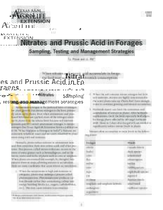 Nitrates and Prussic Acid in Forages- Sampling, Testing and Management Strategies