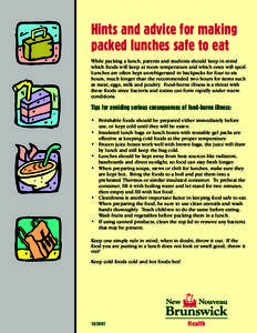Hints and advice for making packed lunches safe to eat While packing a lunch, parents and students should keep in mind which foods will keep at room temperature and which ones will spoil. Lunches are often kept unrefrige
