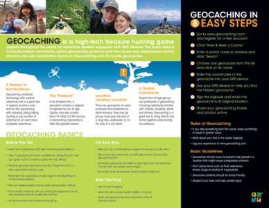 Navigation / Hobbies / Human behavior / Outdoor recreation / Cache In Trash Out / Point of interest / Waypoint / Minnesota State Park Geocaching Challenge / GPS / Recreation / Geocaching