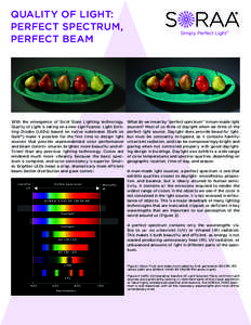 QUALITY OF LIGHT: PERFECT SPECTRUM, PERFECT BEAM With the emergence of Solid State Lighting technology, Quality of Light is taking on a new significance. Light Emitting Diodes (LEDs) based on native substrates (GaN on