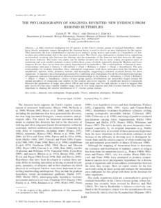Evolution, 56(7), 2002, pp. 1489–1497  THE PHYLOGEOGRAPHY OF AMAZONIA REVISITED: NEW EVIDENCE FROM RIODINID BUTTERFLIES JASON P. W. HALL1