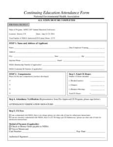 Continuing Education Attendance Form