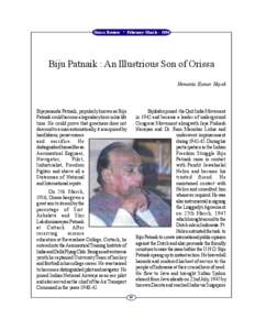Orissa Review * February-March[removed]Biju Patnaik : An Illustrious Son of Orissa