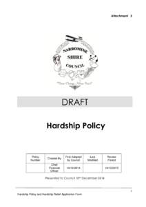 Attachment 2  DRAFT Hardship Policy  Policy