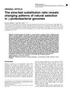 The slow:fast substitution ratio reveals changing patterns of natural selection in &gamma;-proteobacterial genomes