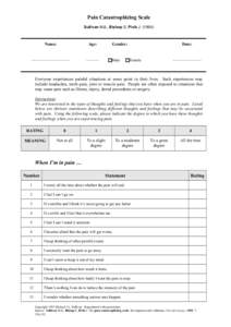 Pain Catastrophizing Scale Sullivan MJL, Bishop S, Pivik J[removed]Name:  Age: