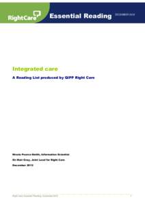 Essential Reading  DECEMBER 2012 Integrated care A Reading List produced by QIPP Right Care