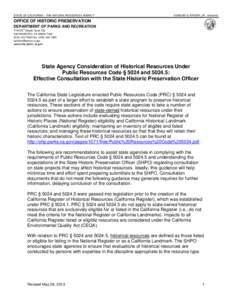 STATE OF CALIFORNIA – THE NATURAL RESOURCES AGENCY  EDMUND G. BROWN, JR., Governor OFFICE OF HISTORIC PRESERVATION DEPARTMENT OF PARKS AND RECREATION