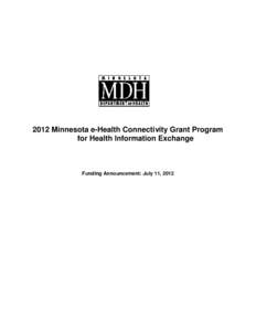 2012 Minnesota e-Health Connectivity Grant Program: Request for Proposals