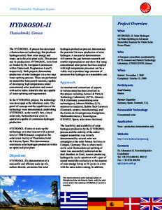 IPHE Renewable Hydrogen Report  HYDROSOL-II Project Overview What
