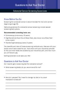 Questions to Ask Your Doctor Fact Sheet