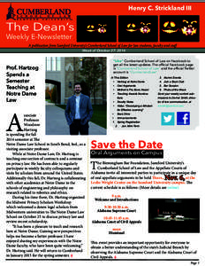 Henry C. Strickland III  The Dean’s Weekly E-Newsletter  A publication from Samford University’s Cumberland School of Law for law students, faculty and staff