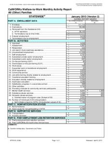 CALIFORNIA DEPARTMENT OF SOCIAL SERVICES DATA SYSTEMS AND SURVEY DESIGN BUREAU STATE OF CALIFORNIA - HEALTH AND HUMAN SERVICES AGENCY  CalWORKs Welfare-to-Work Monthly Activity Report