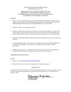 STATE WATER RESOURCES CONTROL BOARD RESOLUTION NO[removed]APPROVING THE COSTA-MACHADO WATER ACT OF[removed]PROPOSITION 13) PHASE II PROJECT PRIORITY LISTS AND AUTHORIZING THE ISSUANCE OF CONTRACTS AND AMENDMENTS TO IM