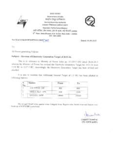 Central Electricity Authority Grid Operation and Distribution Wing Operation Performance Monitoring Division Annual Generation Target