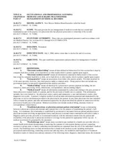 TITLE 16 CHAPTER 10 PART 17 OCCUPATIONAL AND PROFESSIONAL LICENSING MEDICINE AND SURGERY PRACTITIONERS