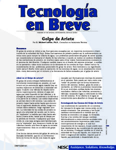 PUBLISHED BY THE NATIONAL ENVIRONMENTAL SERVICES CENTER  Golpe de Ariete Por Z. Michael Lahlou, Ph.D., Consultor en Asistencia Técnica