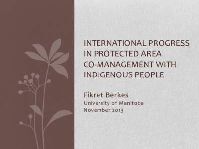 International Progress in Protected Area  Co-Management with Indigenous People
