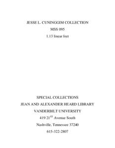 JESSE L. CUNINGGIM COLLECTION MSS[removed]linear feet