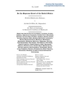 No[removed]In the Supreme Court of the United States STATE OF MARYLAND, Petitioner, v. ALONZO JAY KING, JR., Respondent.