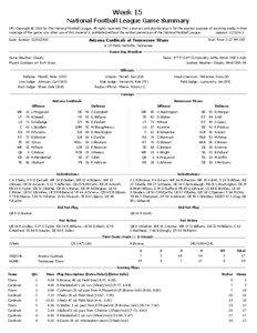 Week 15 National Football League Game Summary NFL Copyright © 2013 by The National Football League. All rights reserved. This summary and play-by-play is for the express purpose of assisting media in their