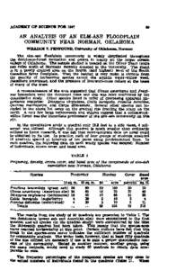 An Ananysis of an Elm-Ash Floodplain Community Near Norman, Oklahoma