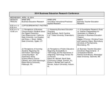 Microsoft Word[removed]BUSINESS EDUCATION RESEARCH CONFERENCE SESSIONS.doc