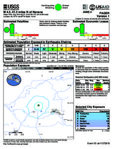 Green Alert Earthquake Shaking M 4.2, 41.2 miles N of Nenana