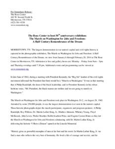 For Immediate Release: The Rose Center 442 W. Second North St. Morristown, TN[removed]4330 www.rosecenter.org