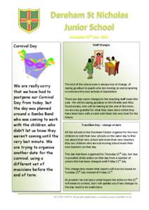 Carnival Day  Staﬀ  Changes      We are really sorry