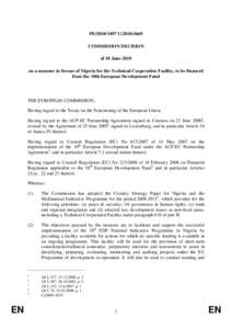 PE[removed]C[removed]COMMISSION DECISION of 10 June 2010 on a measure in favour of Nigeria for the Technical Cooperation Facility, to be financed from the 10th European Development Fund