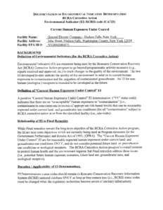 Documentation of Environmental Indicator Determination - General Electric Company, Hudson Falls, NY